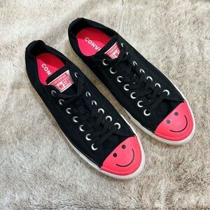 Converse CTAS OX Happy Smiley Face Black Racer Pink Sneakers Shoes M 9.5 W 11.5
